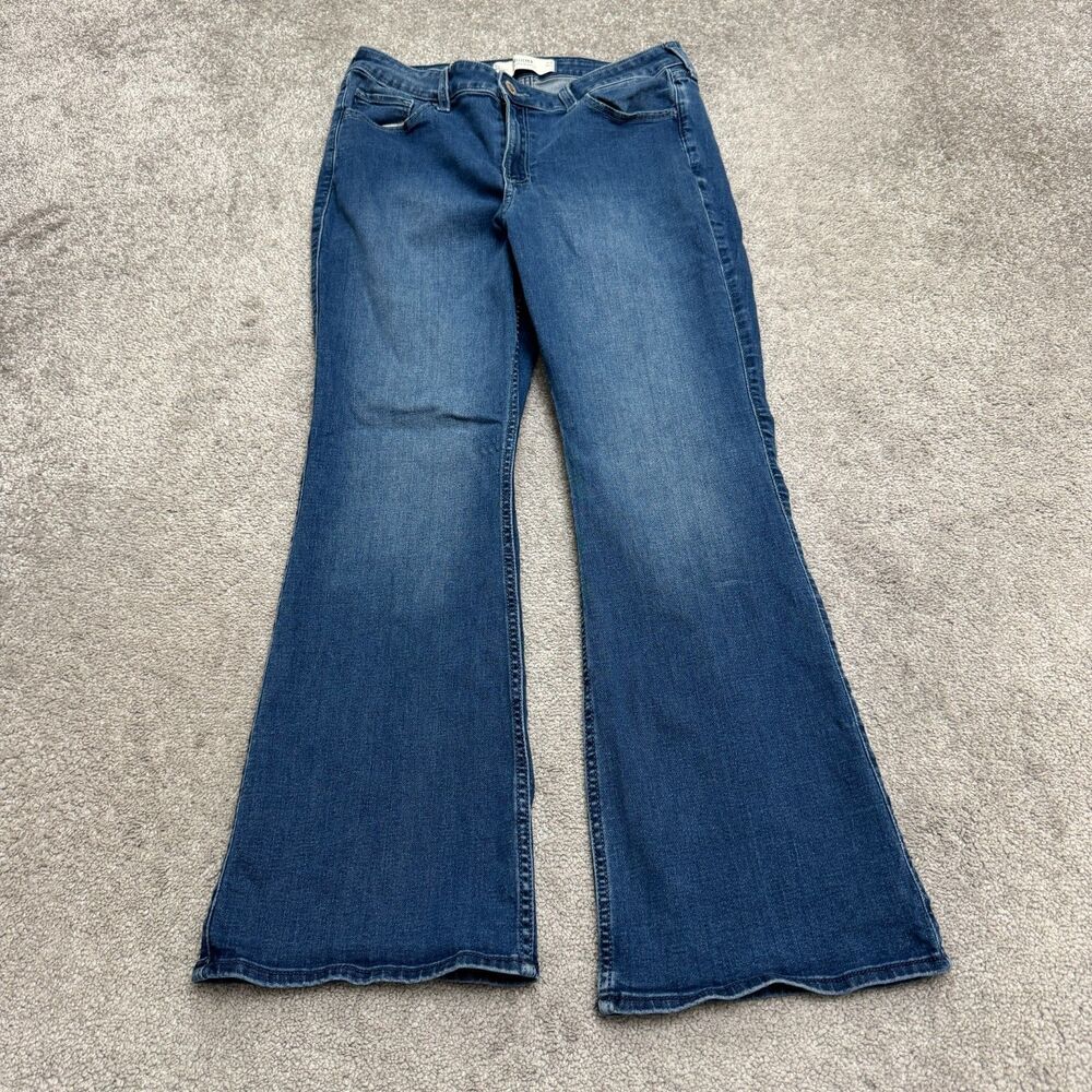 Hollister Curvy Mid-Rise Boot Flare Denim Jeans Womens 12S 31 Short Blue Stretch